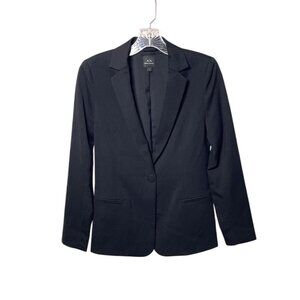 Armani Exchange Women's Black Blazer Size 0 One-Button Closure Long Sleeve Lined